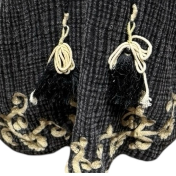 Soft Surroundings Vintage Sahara Embroidered Black Cream Gauze Tunic Size Large - Picture 5 of 5